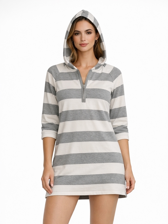 Gapbody Other - GAPbody Hooded Striped Sweatshirt Cover Up Gray White Medium
